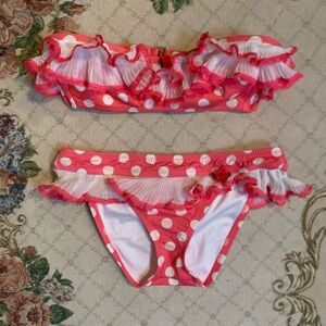 Betsey Johnson Pink Polka Dot Swimsuit set